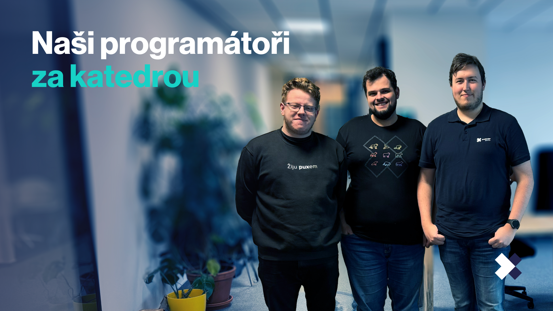 Naši programátoři za katedrou: Ondra, Kuba a Dominik učí na vysoké škole