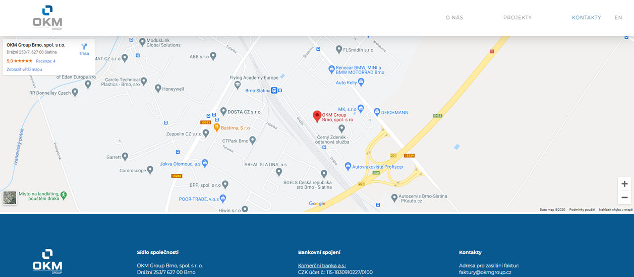 Google Mapy přes iFrame pro OKM Group