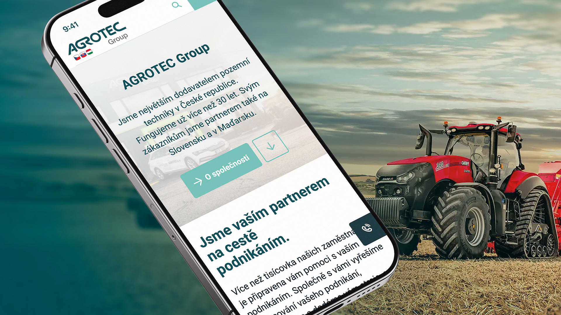 Mobil zobrazující webovou stránku Agrotec